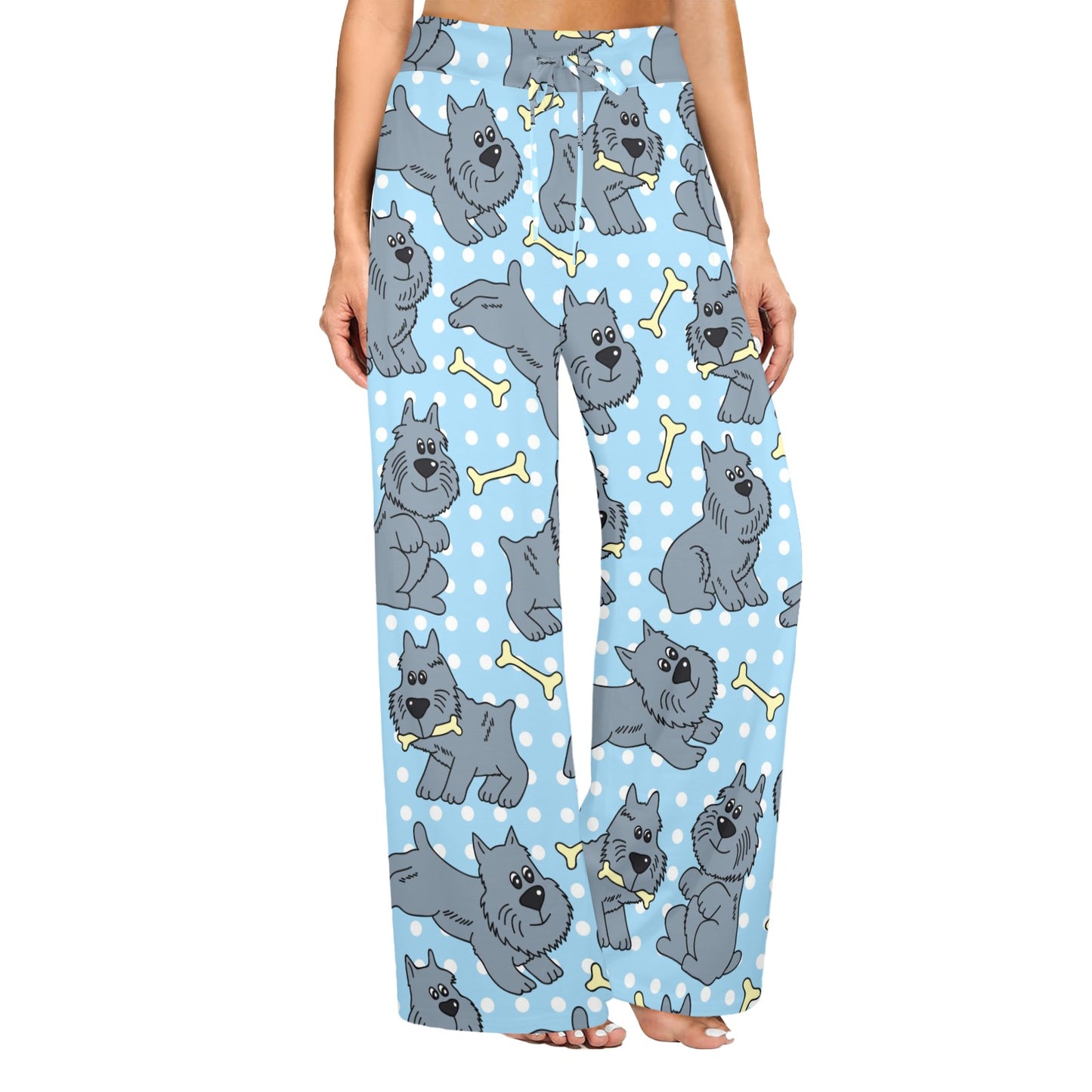 Schnauzers Pattern Print Design A02 Women's Wide Leg Lounge Pants