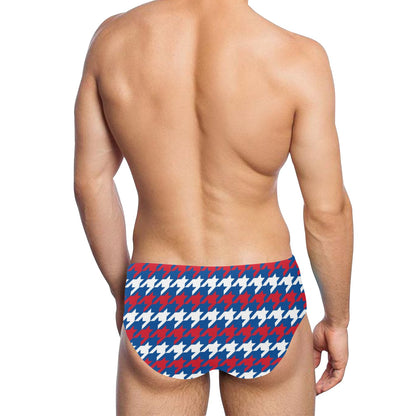 Patriotic Houndstooth Pattern Print Design A02 Men's Swimming Briefs