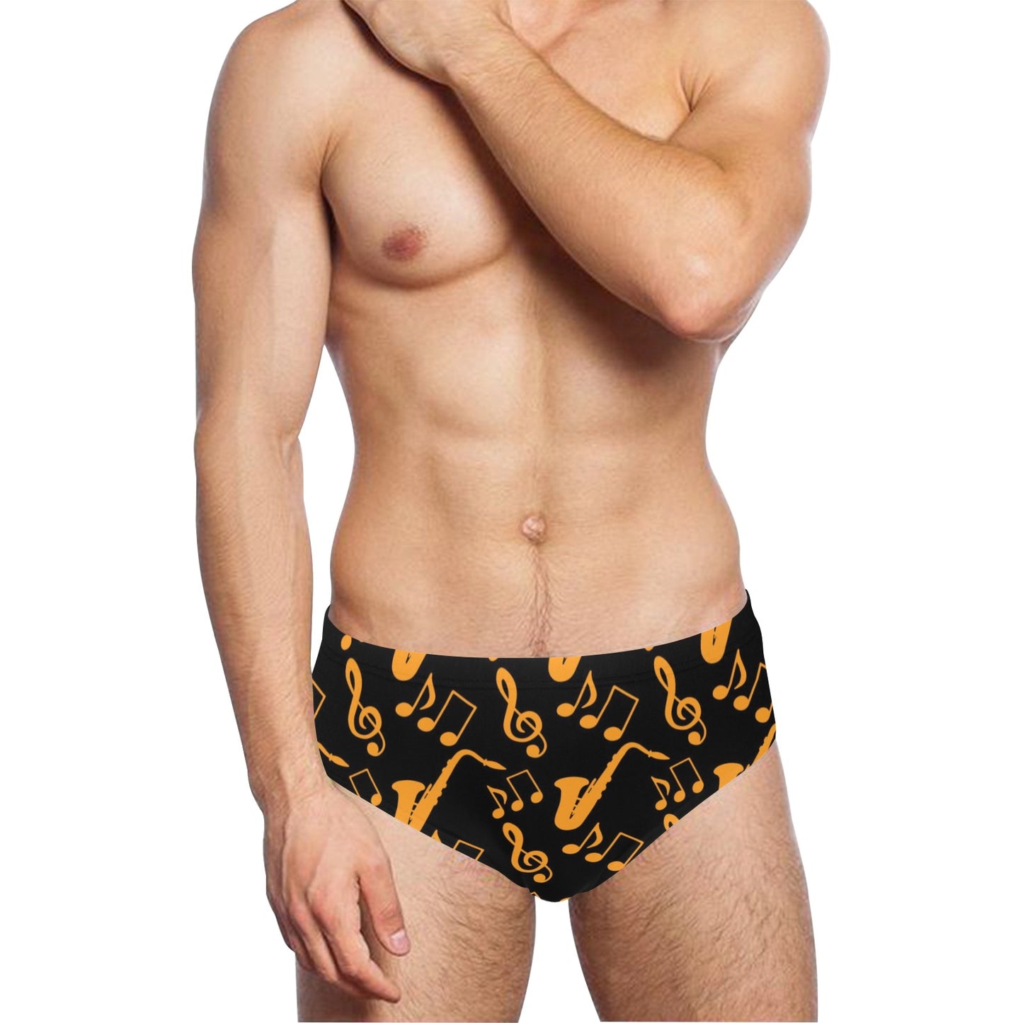 Saxophone Pattern Print Design 02 Men's Swimming Briefs