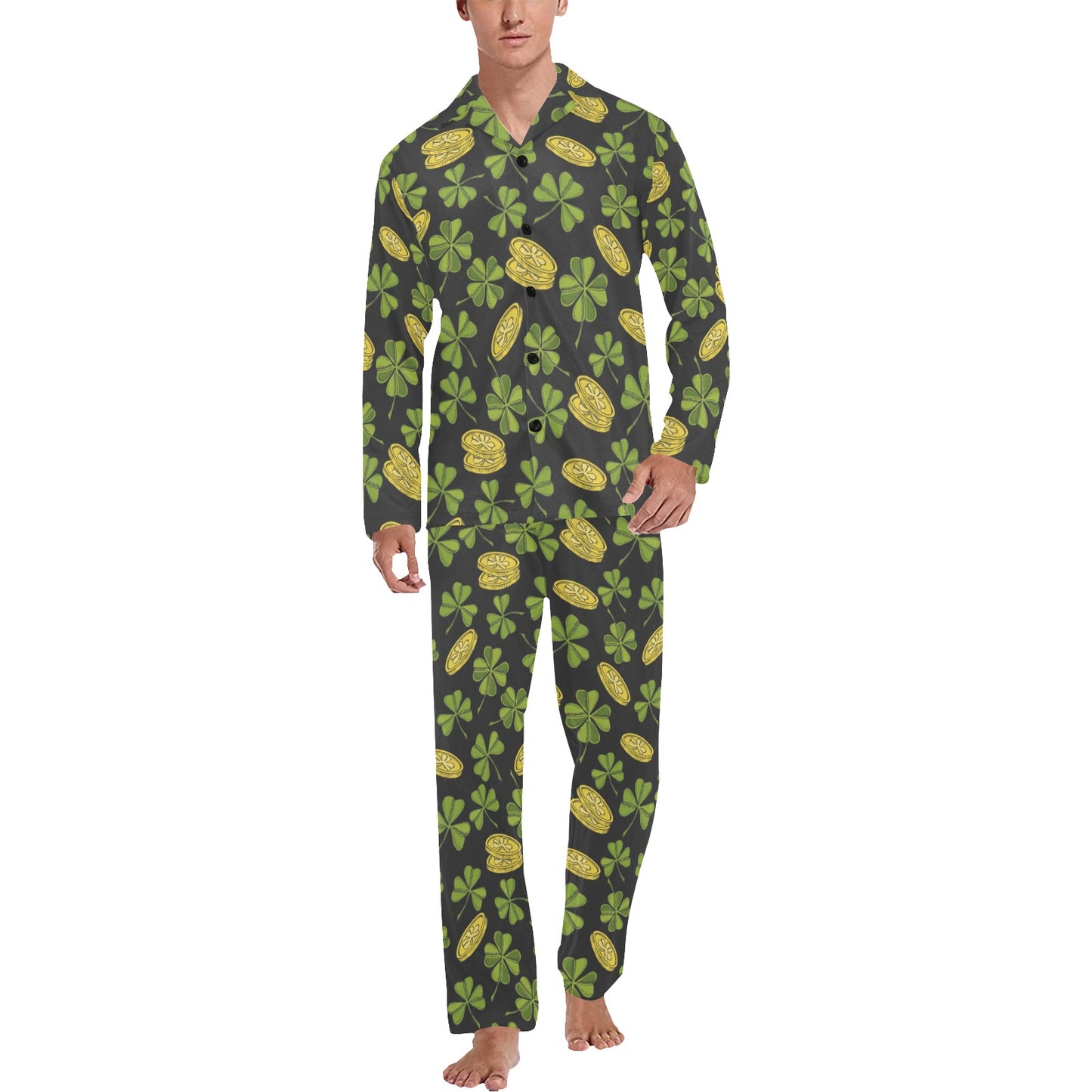 St Patricks Day Print Design LKS305 Men's Long Pajama Set