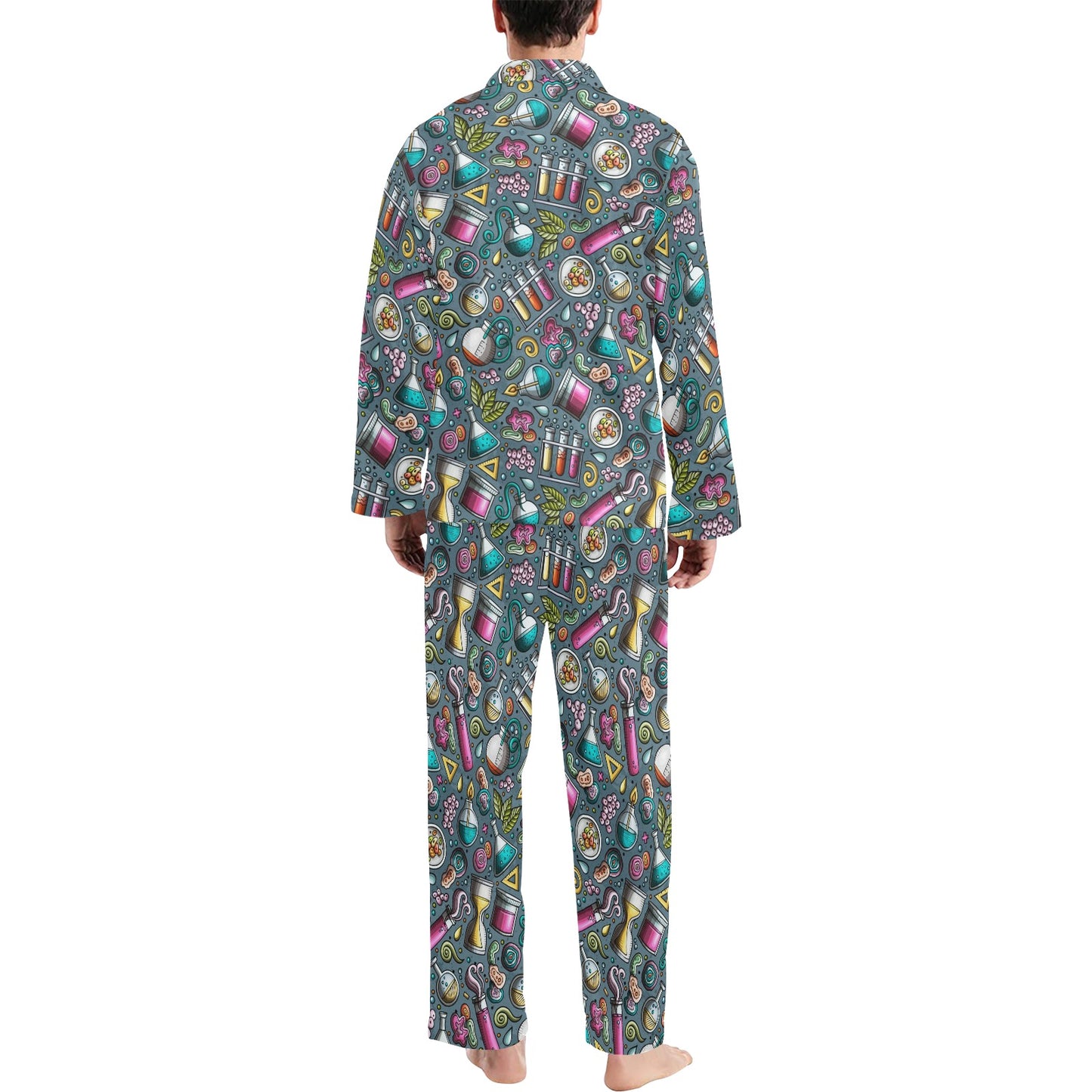 Science Print Design LKS304 Men's Long Pajama Set
