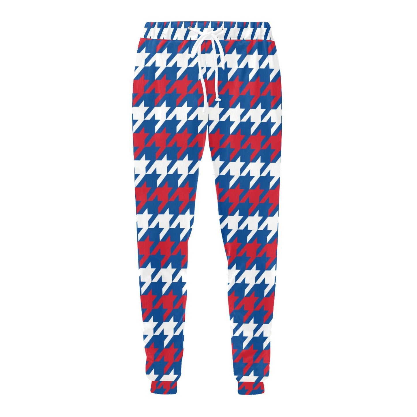 Patriotic Houndstooth Pattern Print Design A02 Men's Sweatpants