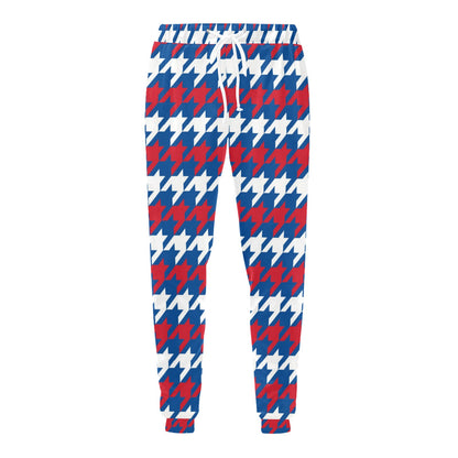 Patriotic Houndstooth Pattern Print Design A02 Men's Sweatpants