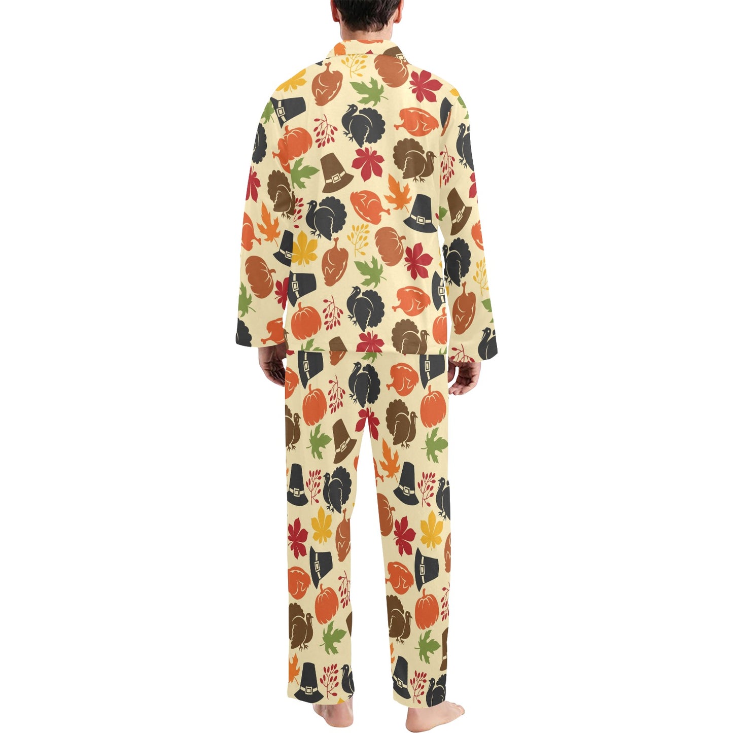 Thanksgiving Print Design LKS303 Men's Long Pajama Set