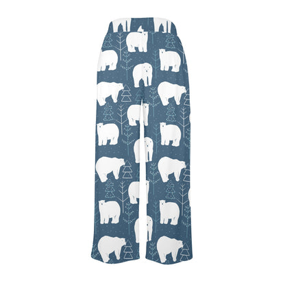 Polar Bear Pattern Print Design A01 Women's Wide Leg Lounge Pants