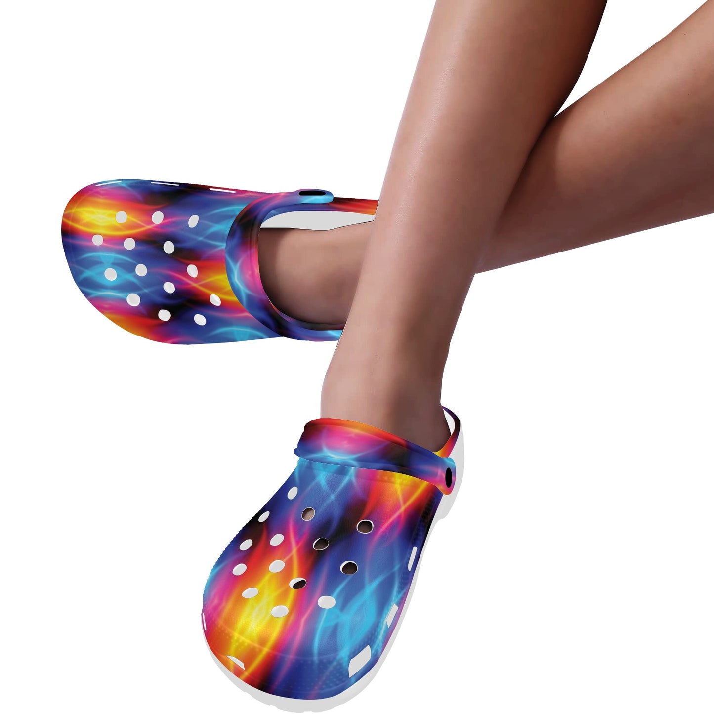 Flame Fire Blue Design Print Unisex Clogs Shoes