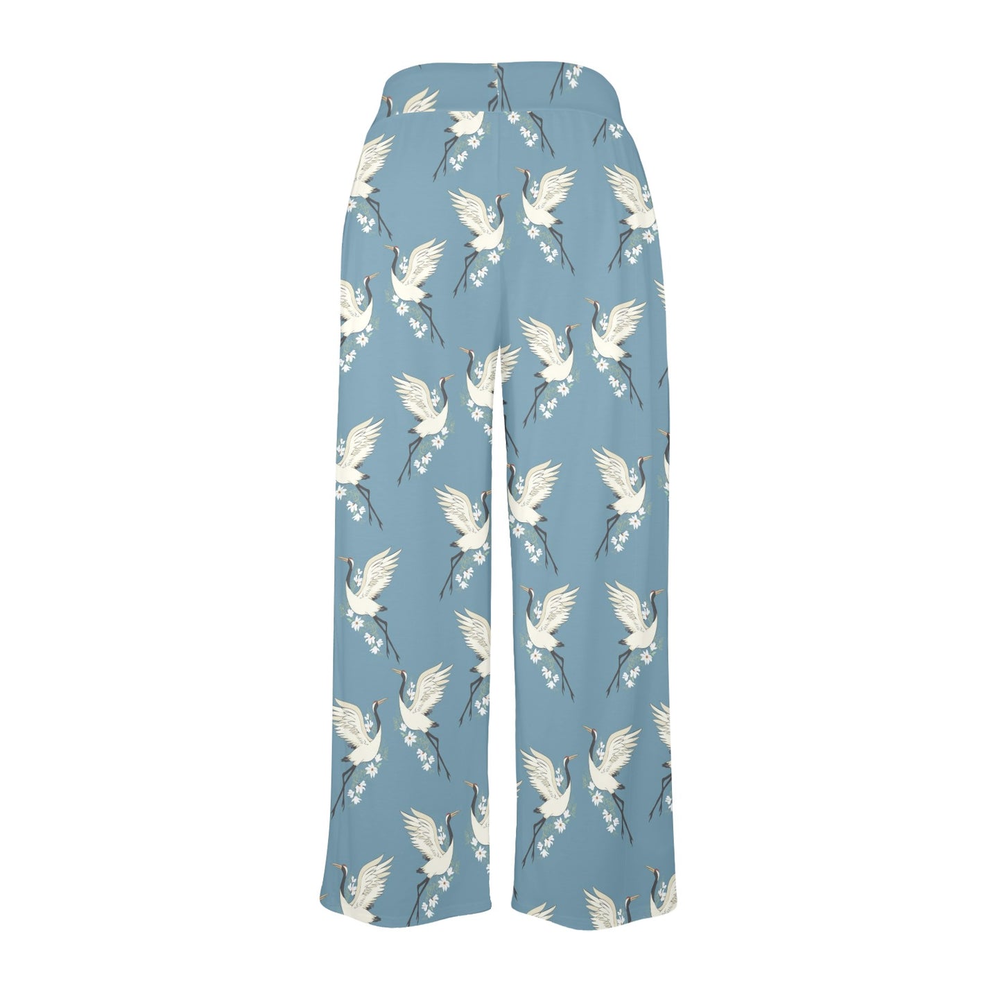 Crane Pattern Print Design 05 Women's Wide Leg Lounge Pants