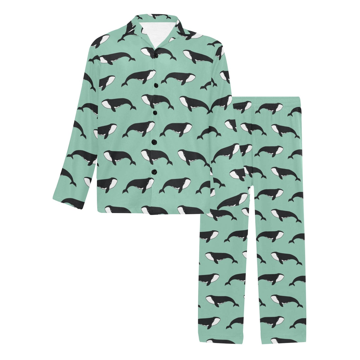 Whale Print Design LKS307 Men's Long Pajama Set