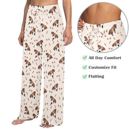 Russell Terriers Paw Print Design LKS303 Women's Wide Leg Lounge Pants