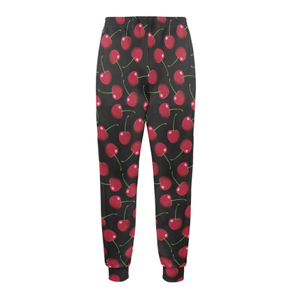 Cherry Black Background Men's Casual Track Pants