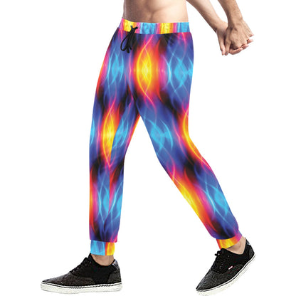 Flame Fire Blue Design Print Men's Sweatpants