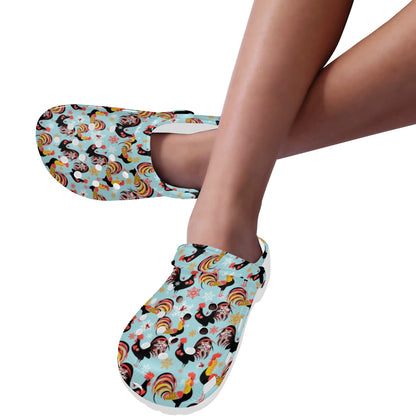 Rooster Themed Design Unisex Clogs Shoes