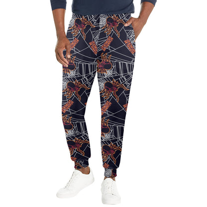 Tarantula Spiderwebs Pattern Print Design 01 Men's Casual Track Pants