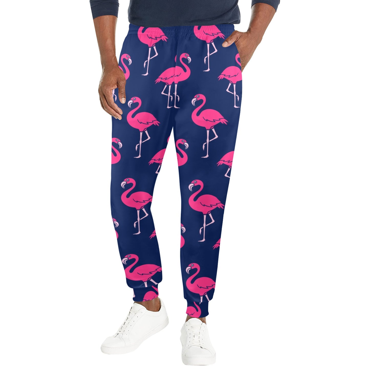 Pink Flamingo Pattern Men's Casual Track Pants