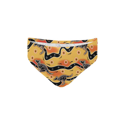 Kangaroos Aboriginal Pattern Print Design 06 Men's Swimming Briefs