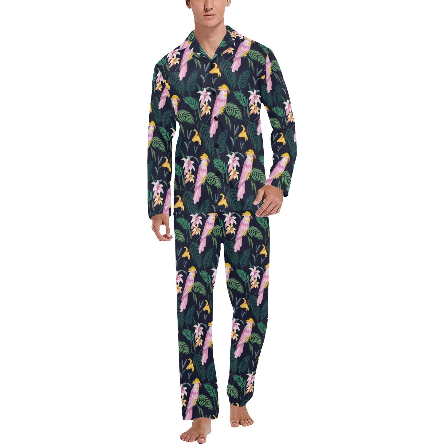 Cockatoo Pattern Print Design 03 Men's Long Pajama Set