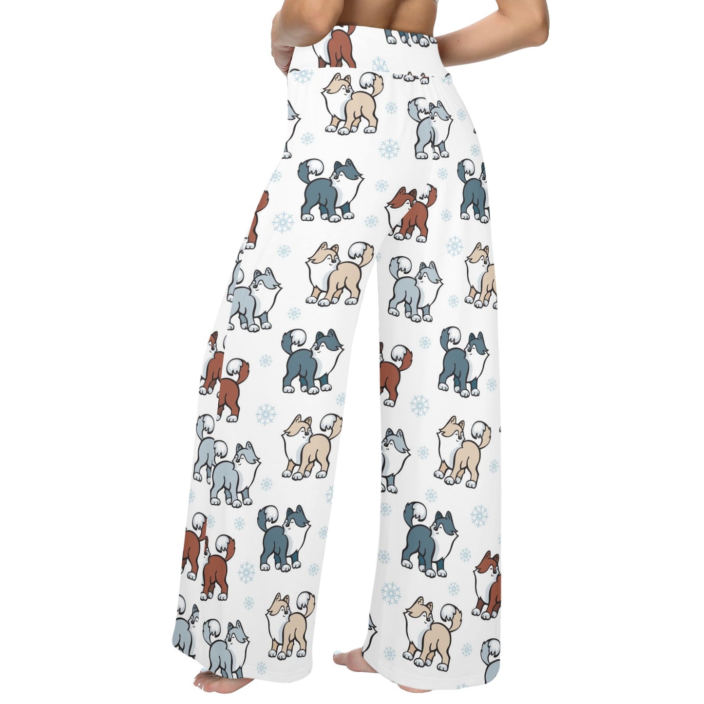 Alaskan Malamute Pattern Print Design 02 Women's Wide Leg Lounge Pants
