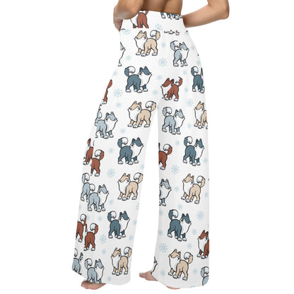 Alaskan Malamute Pattern Print Design 02 Women's Wide Leg Lounge Pants