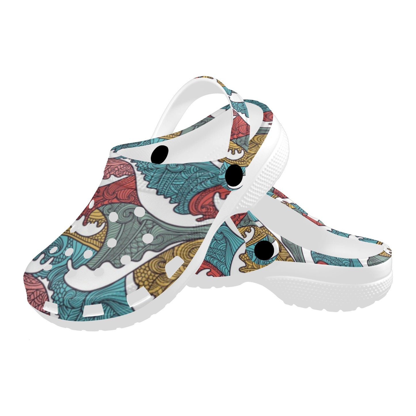 Tribal Wave Pattern Print Unisex Clogs Shoes