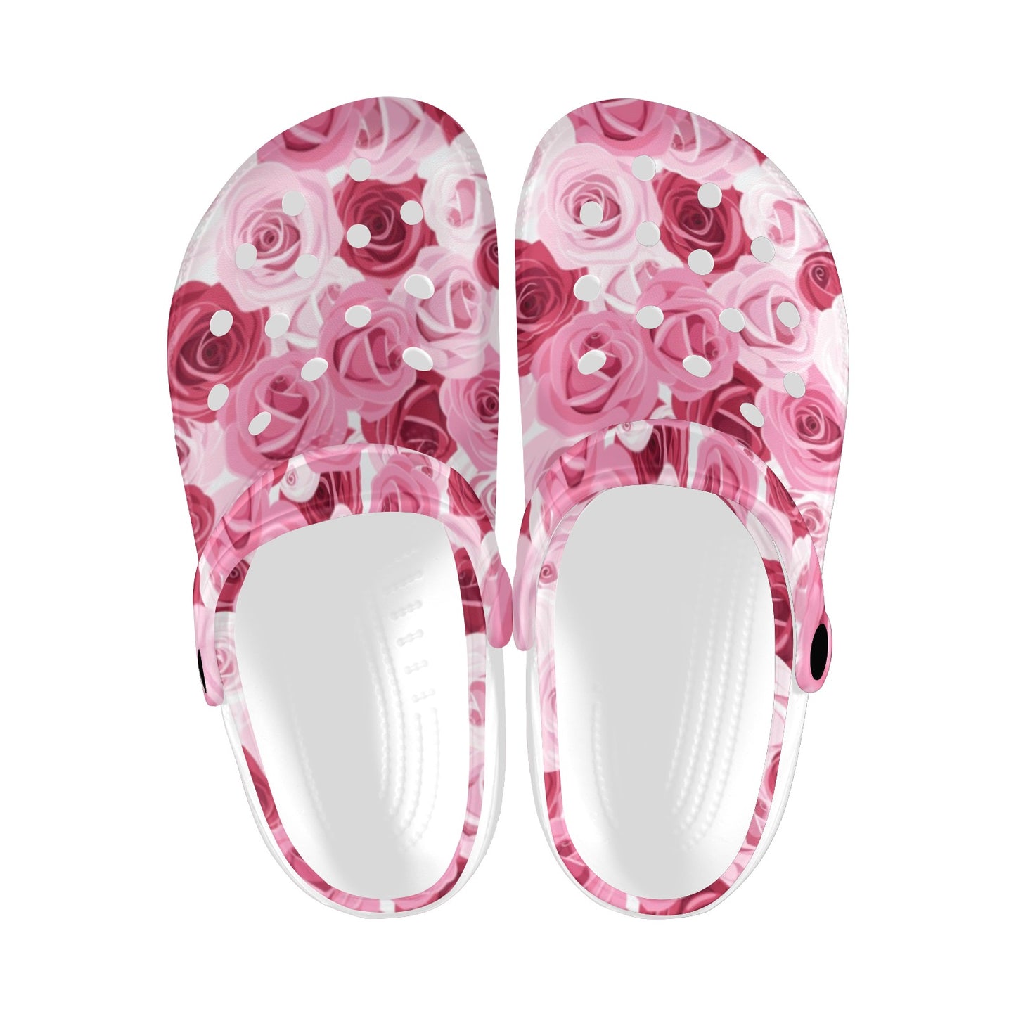 Pink Red Rose Pattern Print Unisex Clogs Shoes