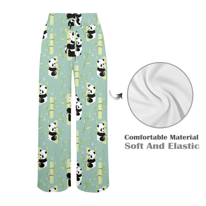 Panda Pattern Print Design A03 Women's Wide Leg Lounge Pants