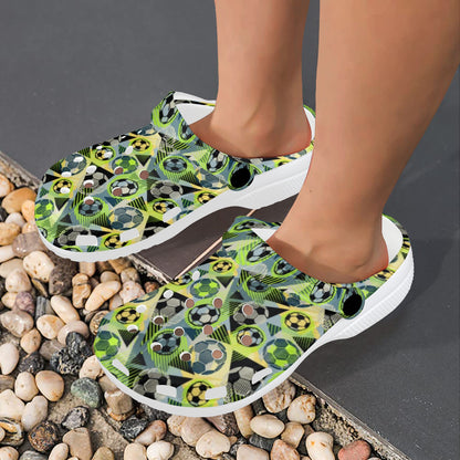 Soccer Ball Themed Print Pattern Unisex Clogs Shoes