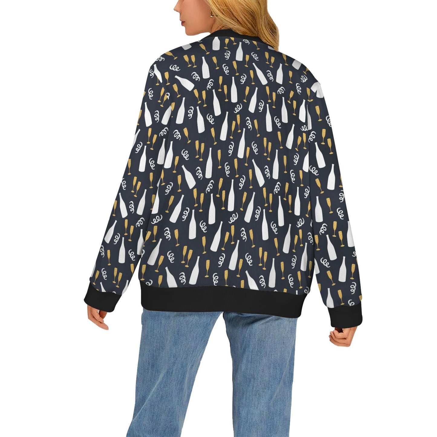 Champagne Pattern Print Design 01 Women's Cardigan