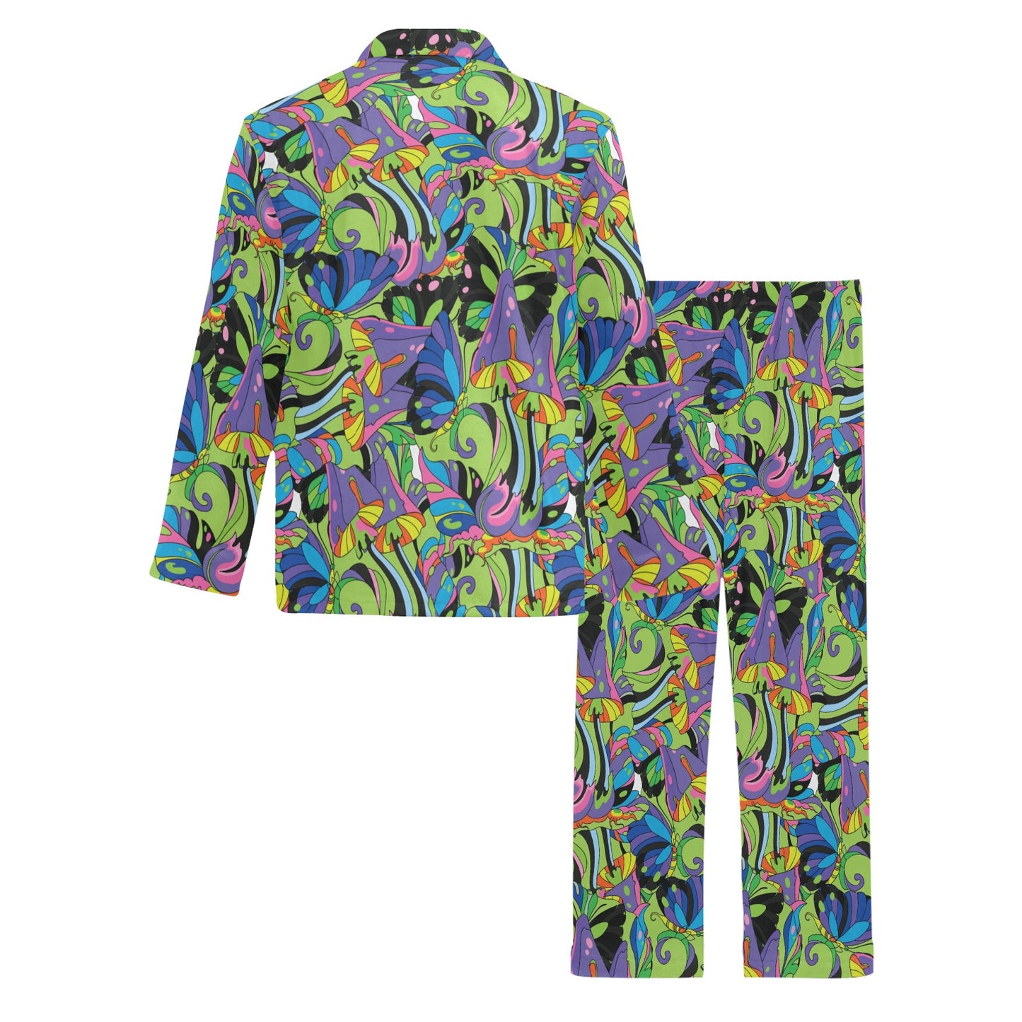 Psychedelic Trippy Mushroom Themed Men's Long Pajama Set