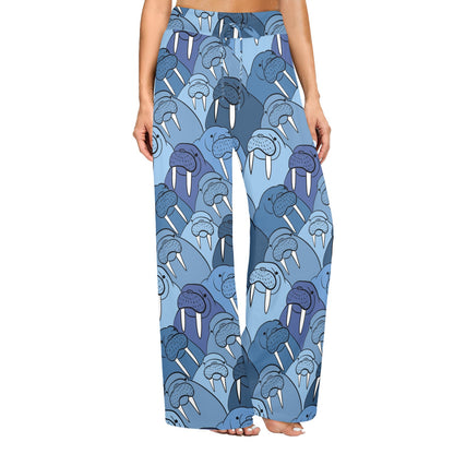 Walrus Pattern Print Design 01 Women's Wide Leg Lounge Pants