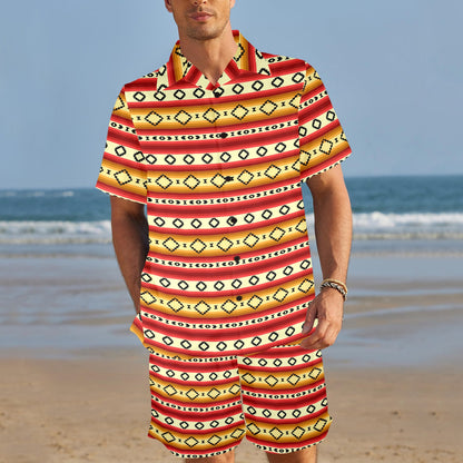 Serape Themed Men's Beach Shirt and Shorts Set