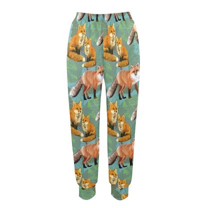 Fox Autumn leaves Themed Women's Casual Track Pants