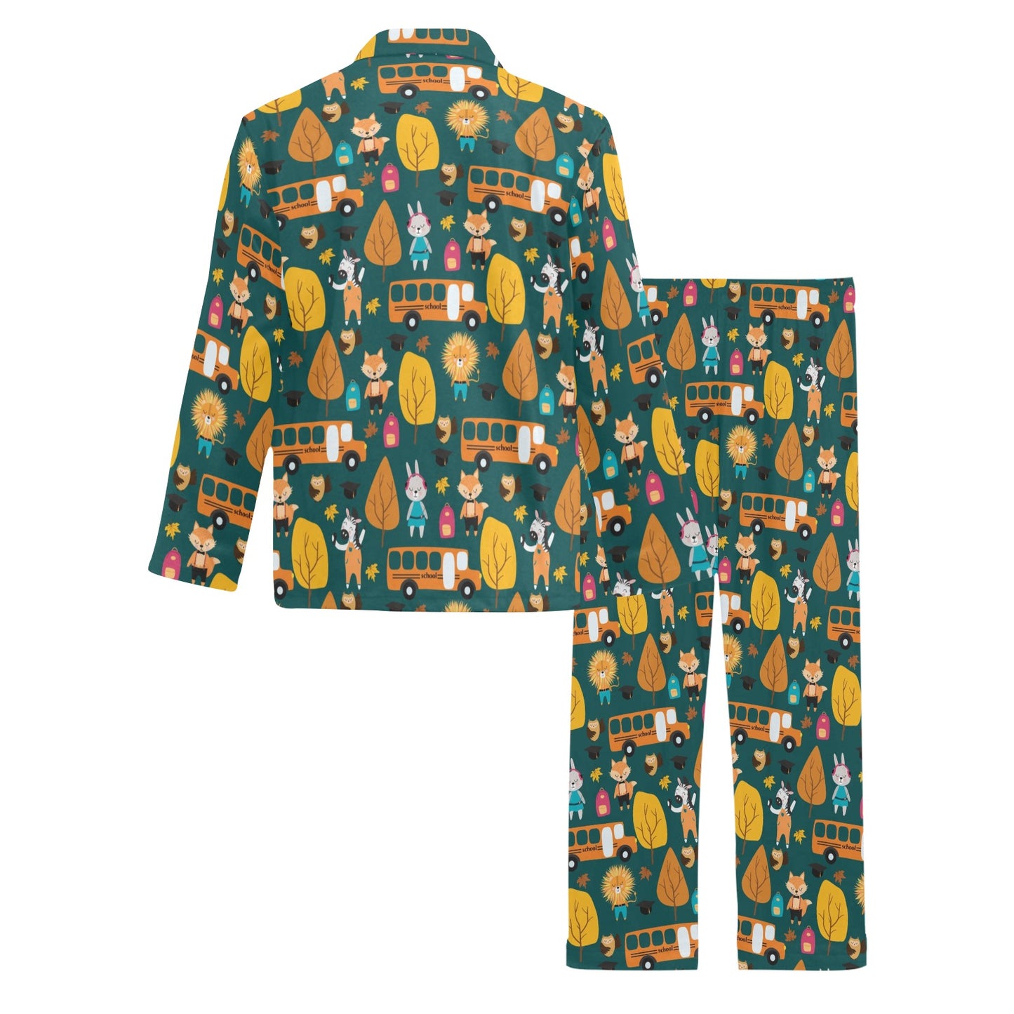 School Bus Print Design LKS309 Men's Long Pajama Set