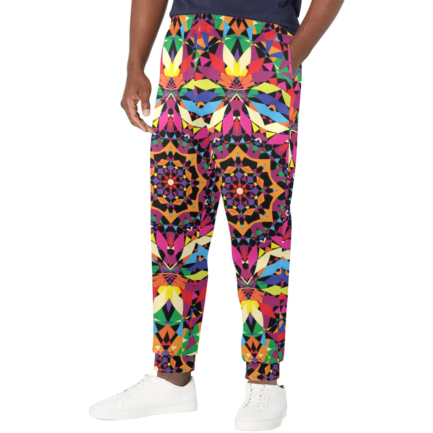 Kaleidoscope Pattern Print Design 02 Men's Casual Track Pants