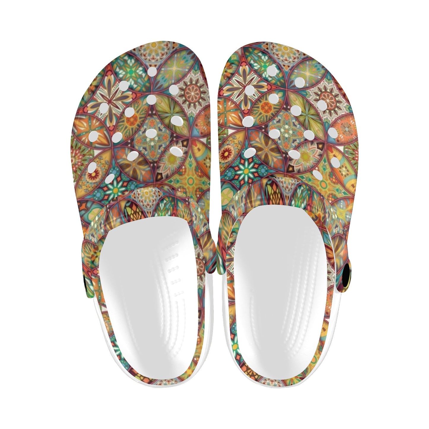 Mandala Flower Themed Design Print Unisex Clogs Shoes