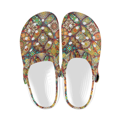 Mandala Flower Themed Design Print Unisex Clogs Shoes