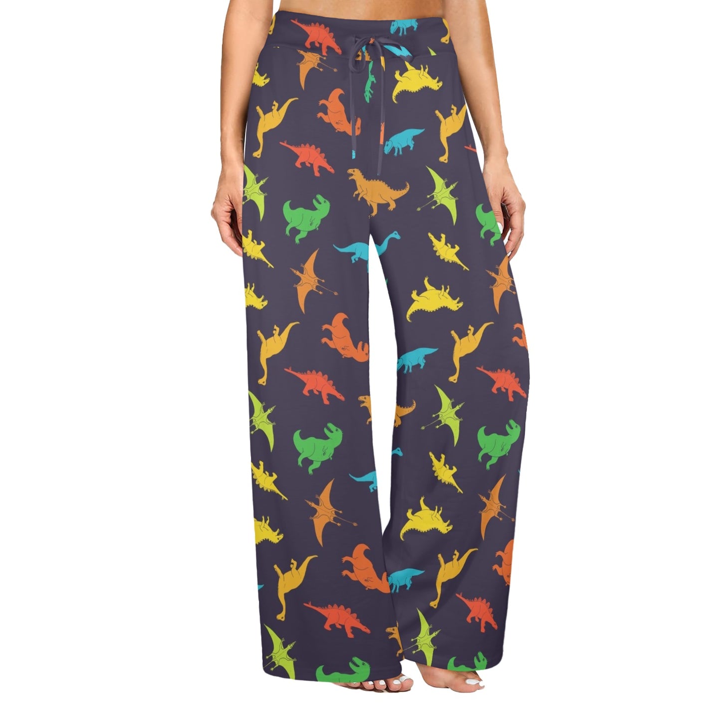 dinosaur Design Print Pattern JJ0105 Women's Wide Leg Lounge Pants