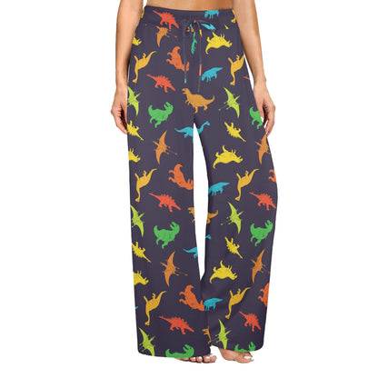 dinosaur Design Print Pattern JJ0105 Women's Wide Leg Lounge Pants