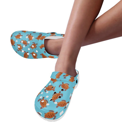 Brow Sea Turtle Print Pattern Unisex Clogs Shoes