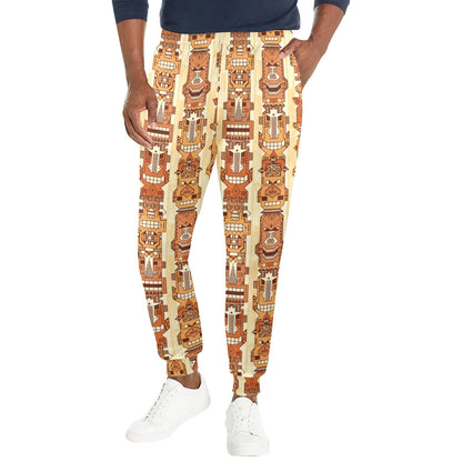 Tiki Orange Vertical Pattern Men's Casual Track Pants