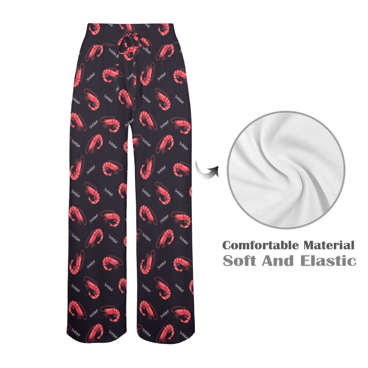 Shrimp Print Design LKS302 Women's Wide Leg Lounge Pants