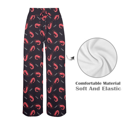 Shrimp Print Design LKS302 Women's Wide Leg Lounge Pants