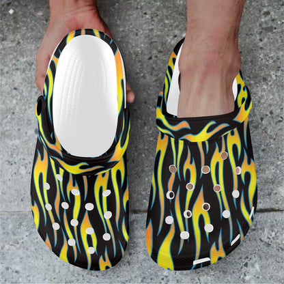 Flame Fire Yellow Pattern Unisex Clogs Shoes