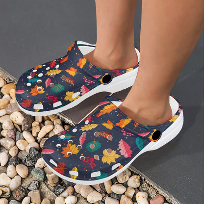 Elm Leave Colorful Print Pattern Unisex Clogs Shoes