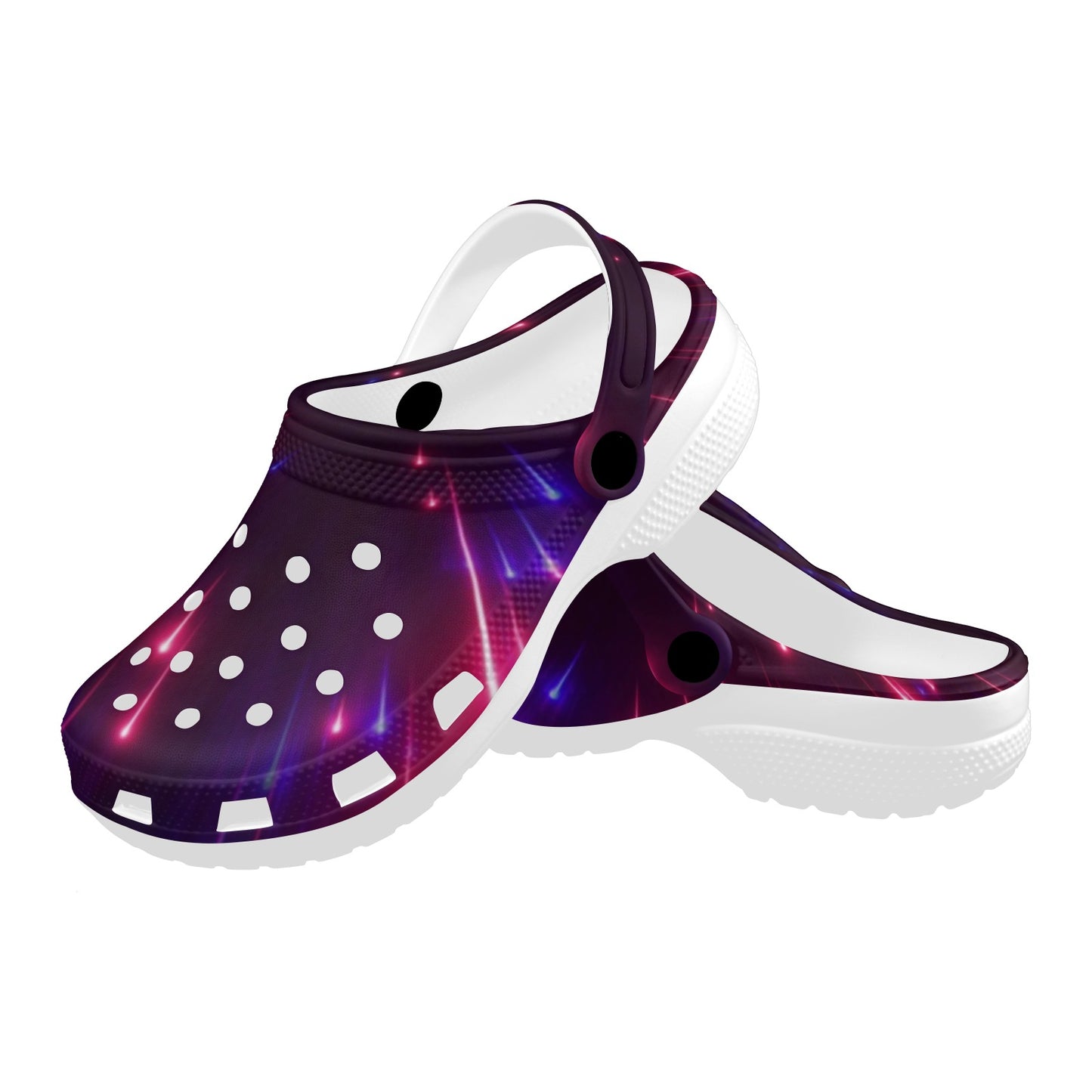 Celestial Purple Blue Neon Speed Light Unisex Clogs Shoes