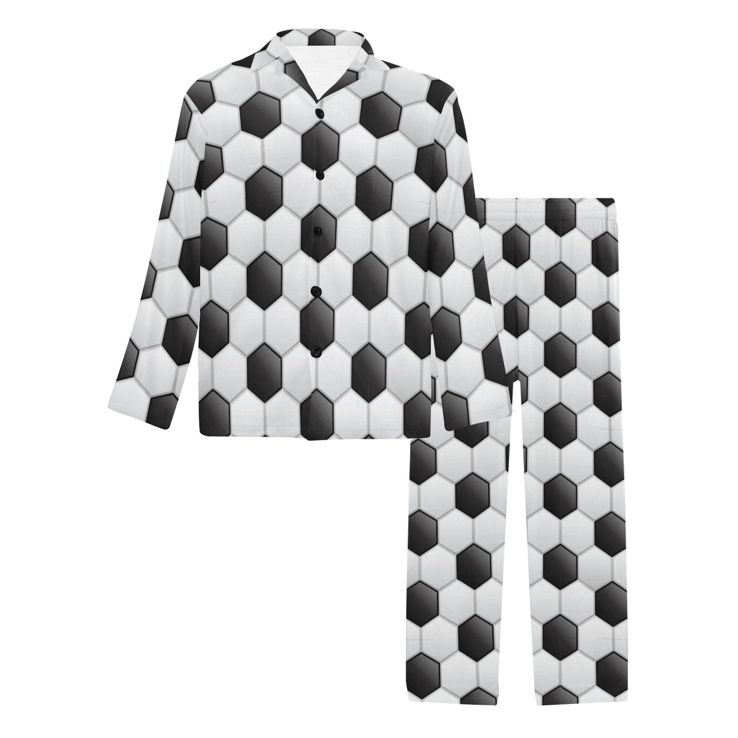 Soccer Ball Texture Print Pattern Men's Long Pajama Set