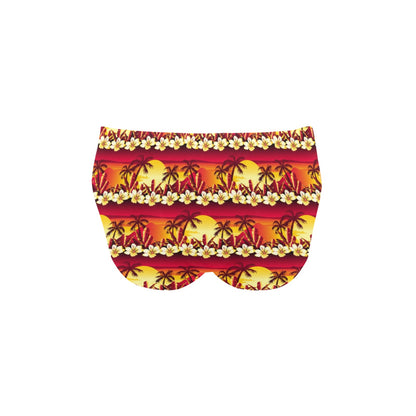 Hawaiian Tropical Sunset Hibiscus Print Men's Swimming Briefs