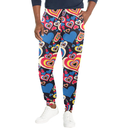 Heart Pattern Print Design HE08 Men's Casual Track Pants