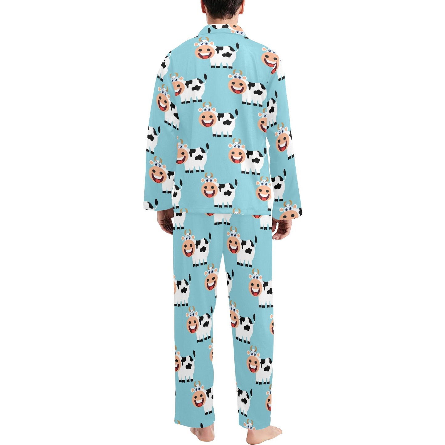 Cattle Cute Pattern Print Design 01 Men's Long Pajama Set