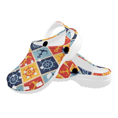 Nautical Pattern Design Themed Print Unisex Clogs Shoes