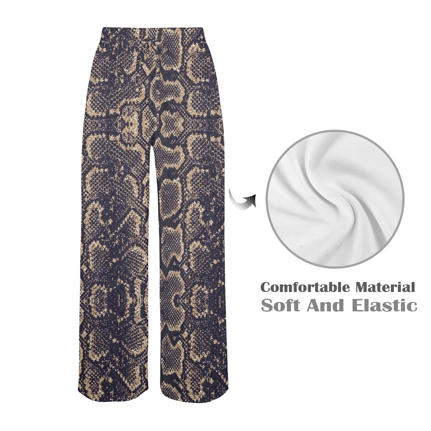 Snake Skin Pattern Print Women's Wide Leg Lounge Pants